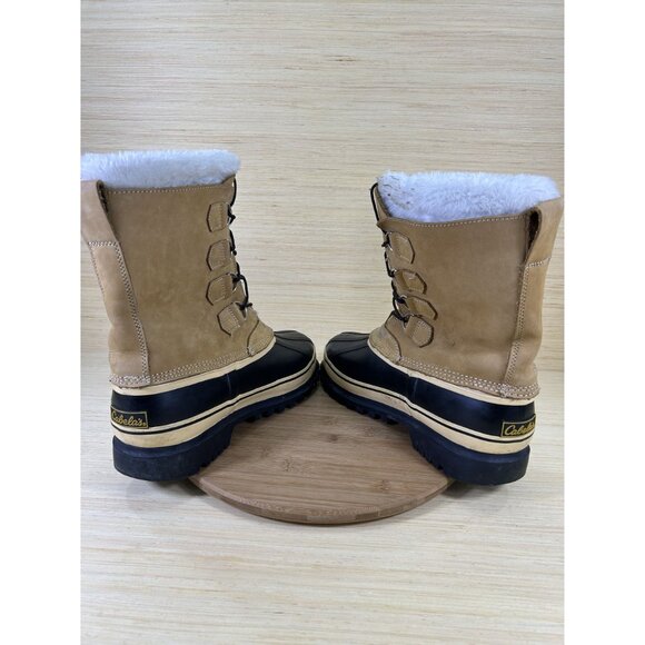 Cabelas Brown Leather Fur Lined Winter Boots Mens Size 10 - Picture 5 of 10